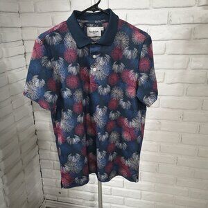 Goodfellow & Co. Men's Size Medium Blue with White Pink Tan Standard Polo